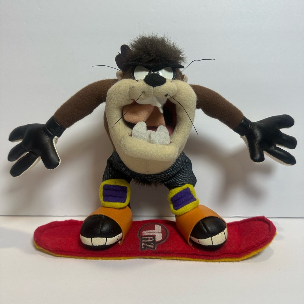 Taz Tasmanian Devil ACE with Snowboard 8” 1998 Looney Tunes plush